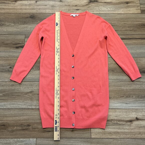 Boden 100% Cashmere Cardigan Sweater SZ 6 Pink Button Up V Neck - Picture 4 of 10